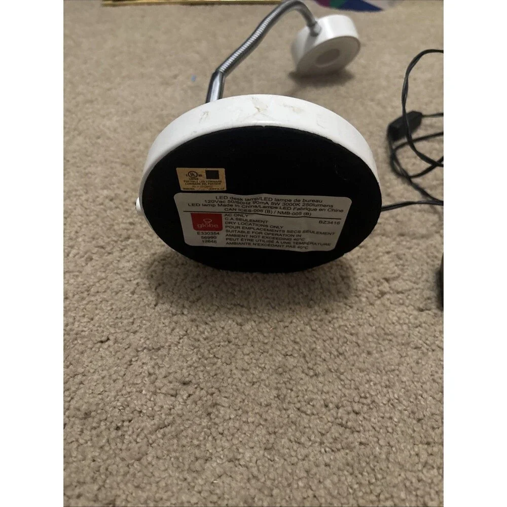 Desk Lamp with White Metal Base - Home Decor